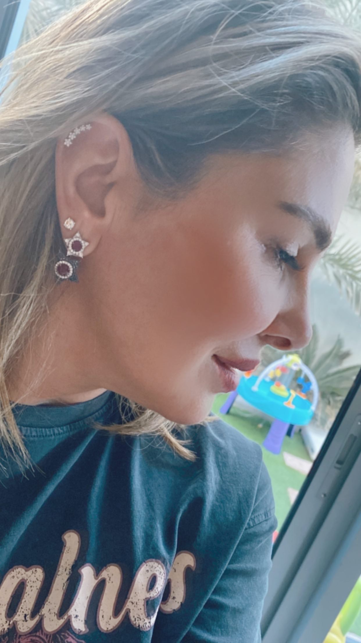 Midnight Ruby star earrings