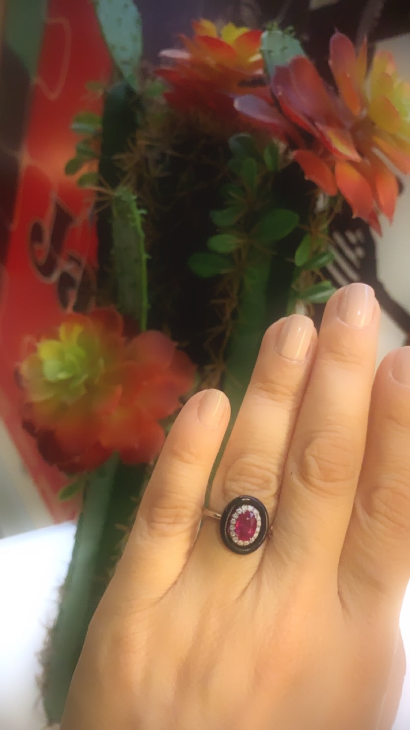 Ruby and Enamel Ring