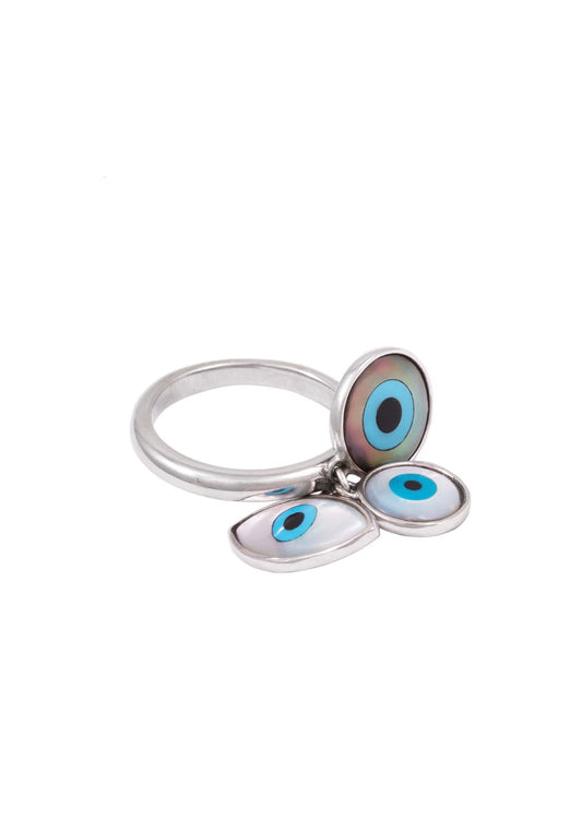 3 evil eye charm ring