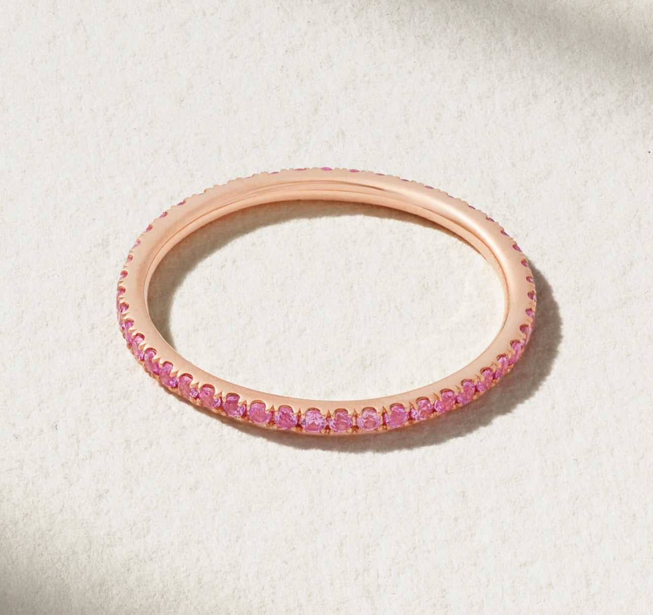 Thin pink sapphire ring