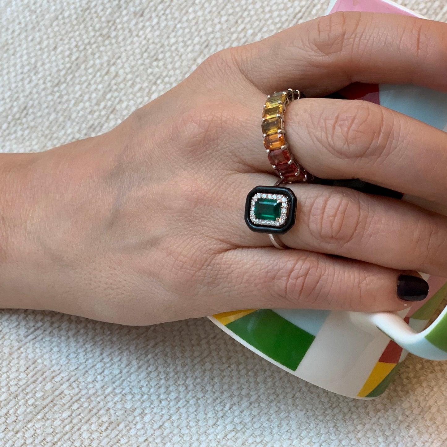 Emerald and Enamel Ring