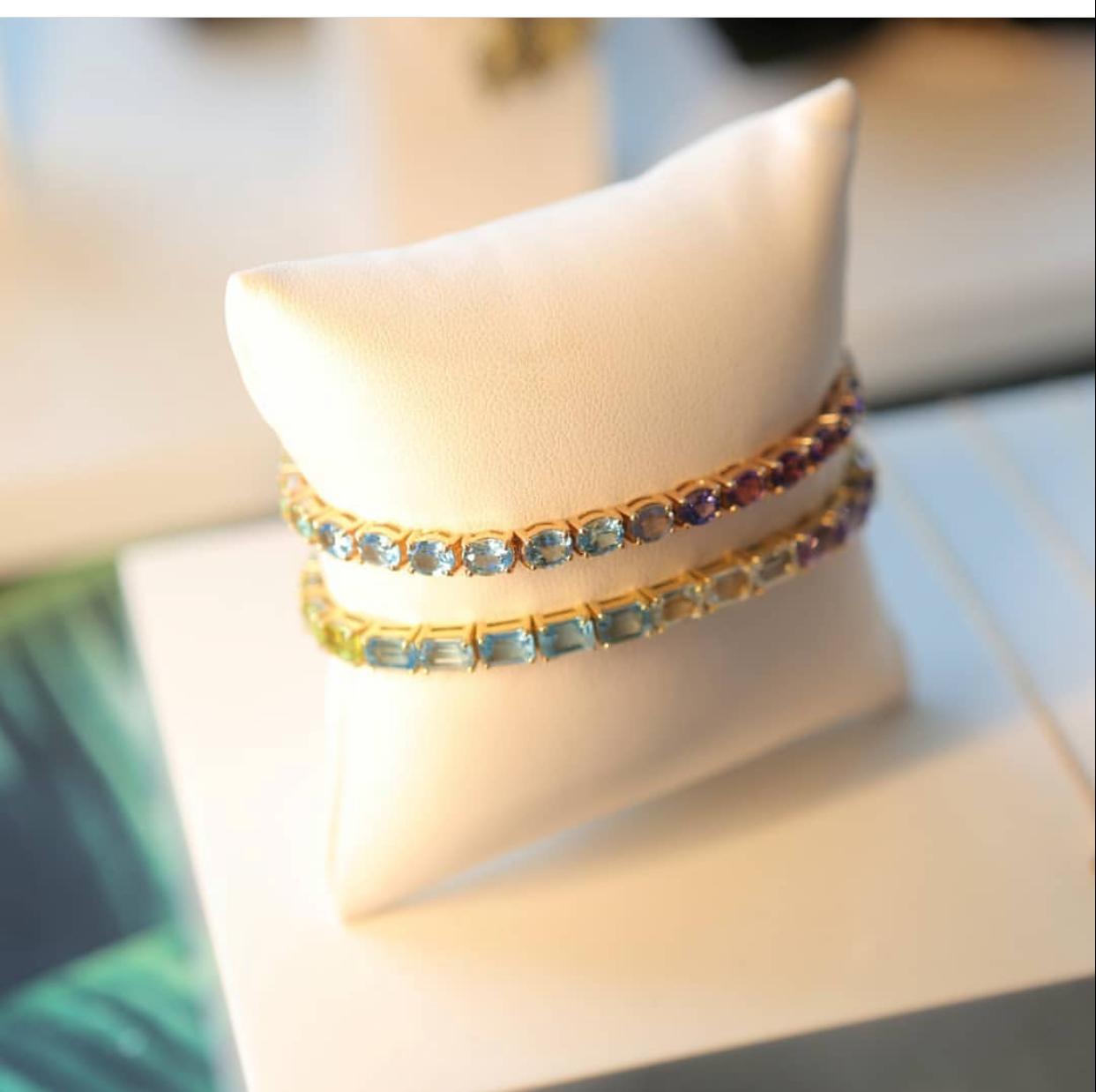 Gemstone rainbow tennis bracelet