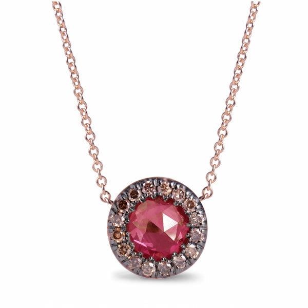 Small Ruby/ brown diamonds pendant